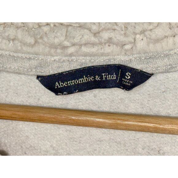 Abercrombie & Fitch Gray Faux Fur Sherpa Sweatshirt Teddy Jacket Coat Womens S - Picture 3 of 8